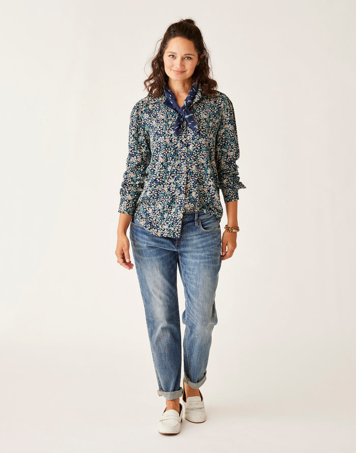 Nadia Twill Shirt: Navy Ditsy - FINAL SALE