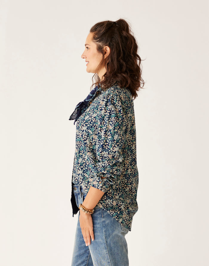 Nadia Twill Shirt: Navy Ditsy - FINAL SALE
