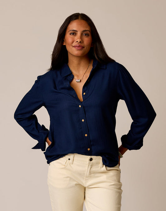 Nadia Twill Shirt: Navy