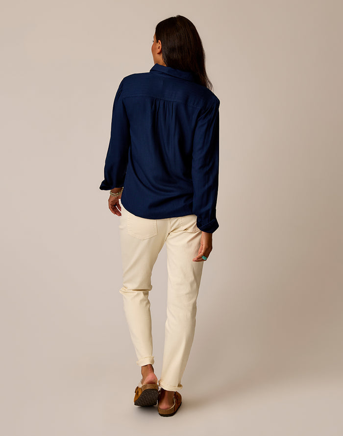 Nadia Twill Shirt: Navy