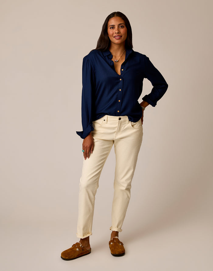 Nadia Twill Shirt: Navy