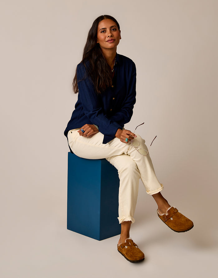 Nadia Twill Shirt: Navy