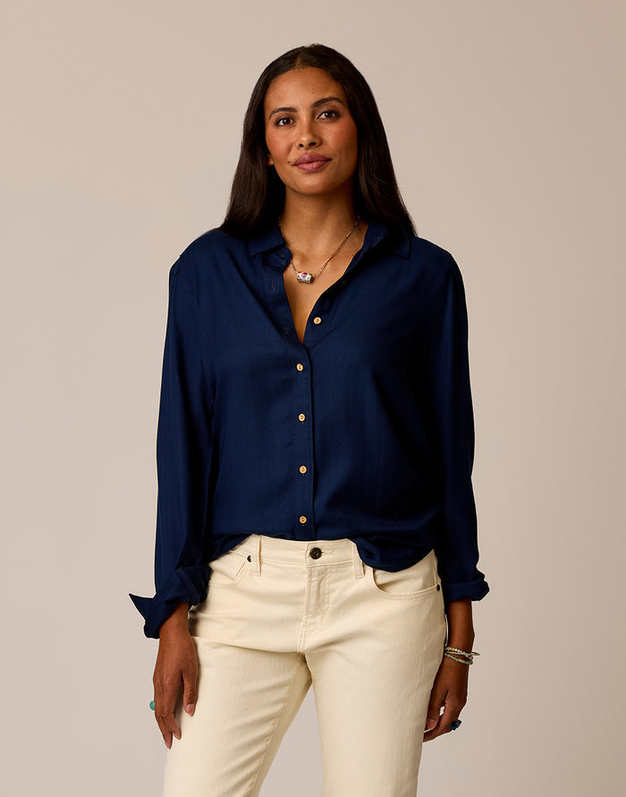 Nadia Twill Shirt: Navy
