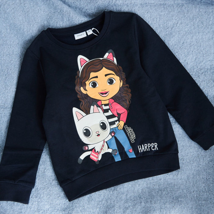 Name It Personalised Gabby’s Dollhouse Dark Navy Sweatshirt