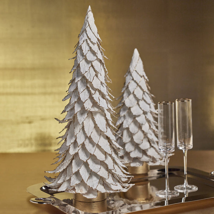 Natural White Leaf Tree with Gold Trim - Holiday Decor by Carlyle Avenue