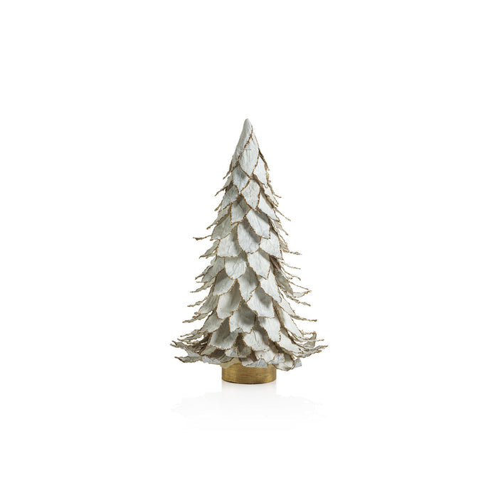 Natural White Leaf Tree with Gold Trim - Holiday Decor by Carlyle Avenue