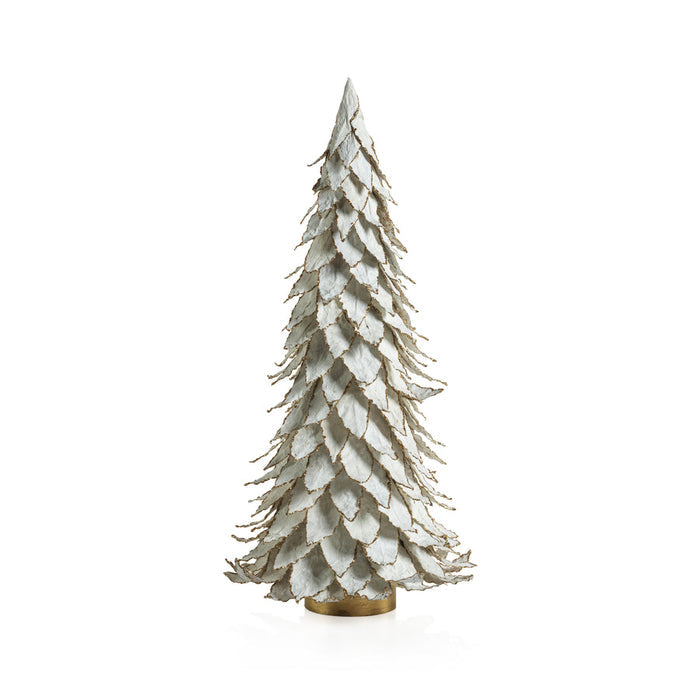 Natural White Leaf Tree with Gold Trim - Holiday Decor by Carlyle Avenue