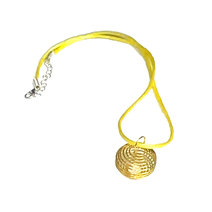 One Yellow necklace with gold cage