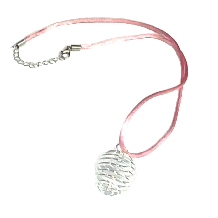 One pink necklace with silver  cage