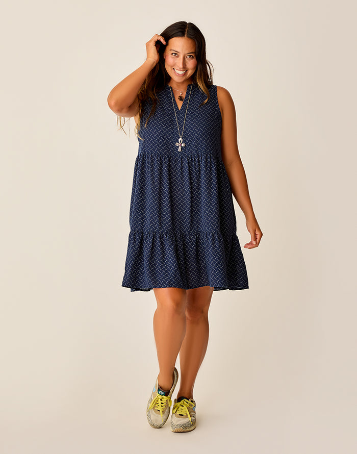 Nellie Linen Dress: Navy Disco - FINAL SALE