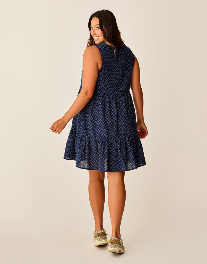 Nellie Linen Dress: Navy Disco - FINAL SALE