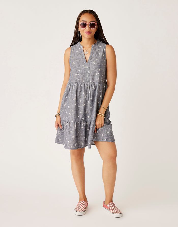Nellie Linen Dress: Navy Floral - FINAL SALE
