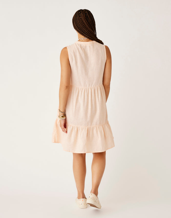 Nellie Linen Dress: Peach Chambray - FINAL SALE