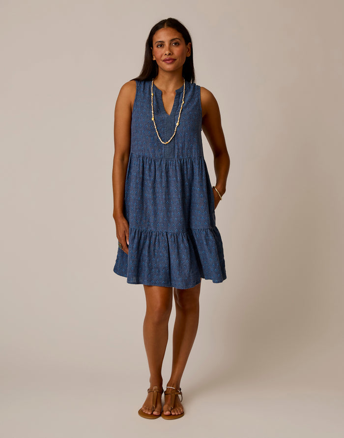 Nellie Linen Dress: Tossed Batik