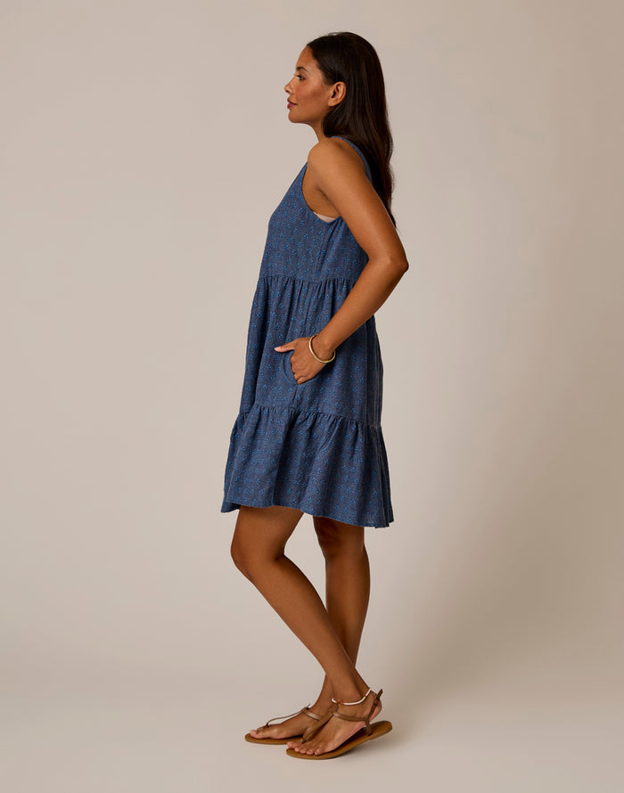 Nellie Linen Dress: Tossed Batik