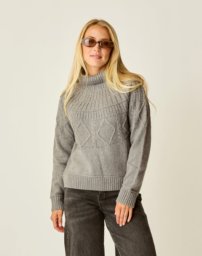 Neve Cable Turtleneck: Pewter Heather