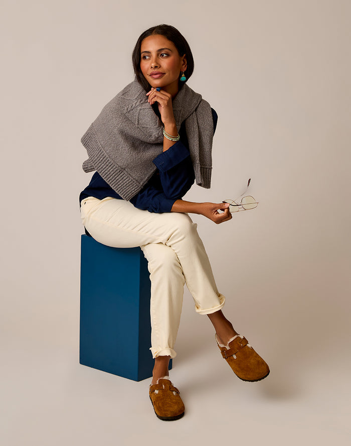 Neve Cable Turtleneck: Pewter Heather
