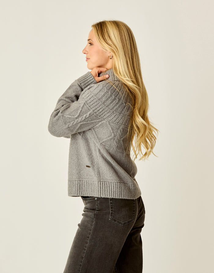 Neve Cable Turtleneck: Pewter Heather