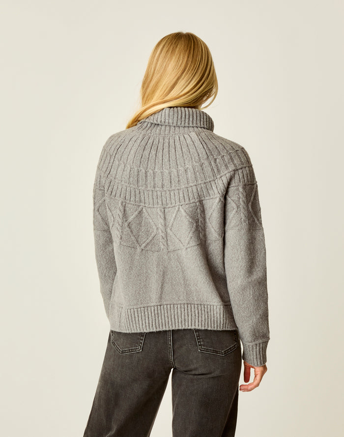 Neve Cable Turtleneck: Pewter Heather