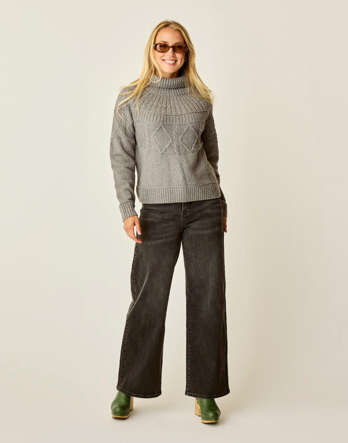 Neve Cable Turtleneck: Pewter Heather