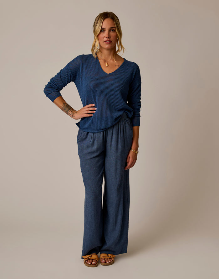 Nico Linen Pant: Captain Chambray