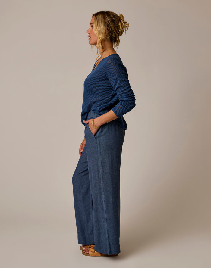 Nico Linen Pant: Captain Chambray