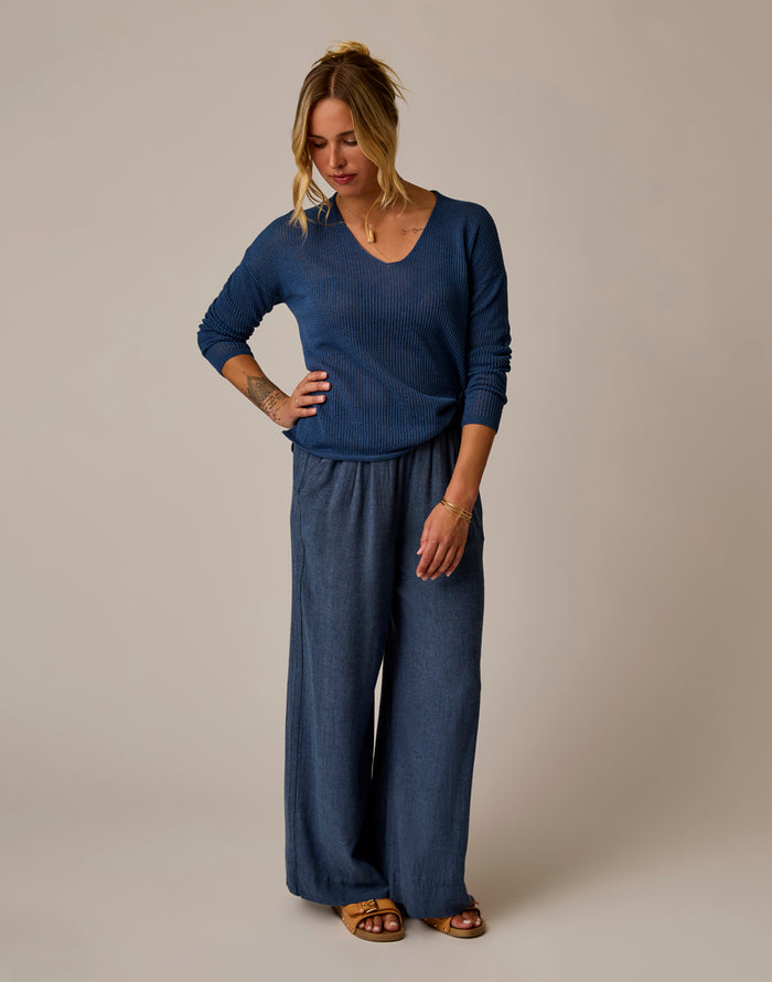 Nico Linen Pant: Captain Chambray