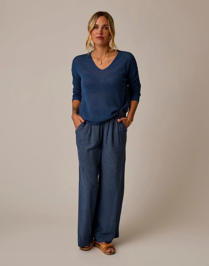 Nico Linen Pant: Captain Chambray