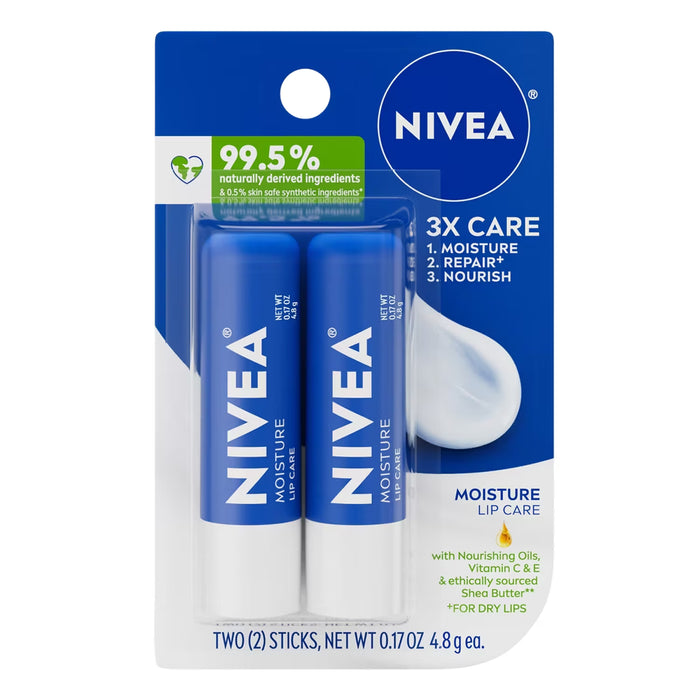 NIVEA Moisture Lip Care Lip Balm Shea Butter 0.17 oz - 2 Ct - 48 Pack