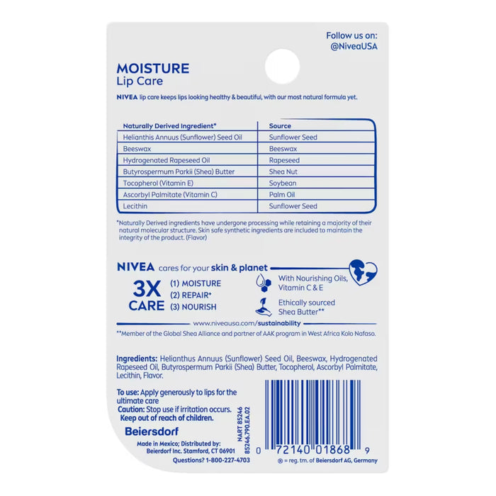 NIVEA Moisture Lip Care Lip Balm Shea Butter 0.17 oz - 2 Ct - 48 Pack