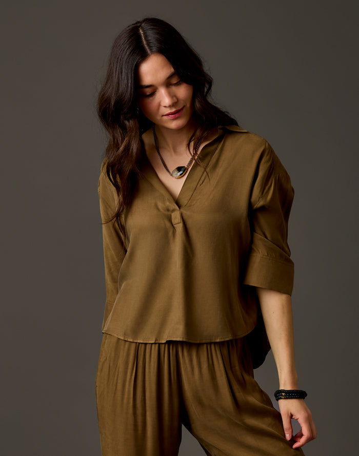 Nova Kindsilk Top: Teak
