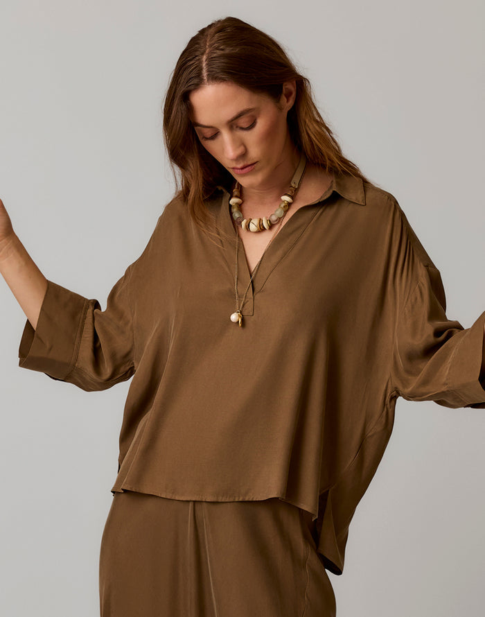 Nova Kindsilk Top: Teak