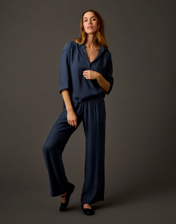 Nova Kindsilk Top: Washed Charcoal Blue