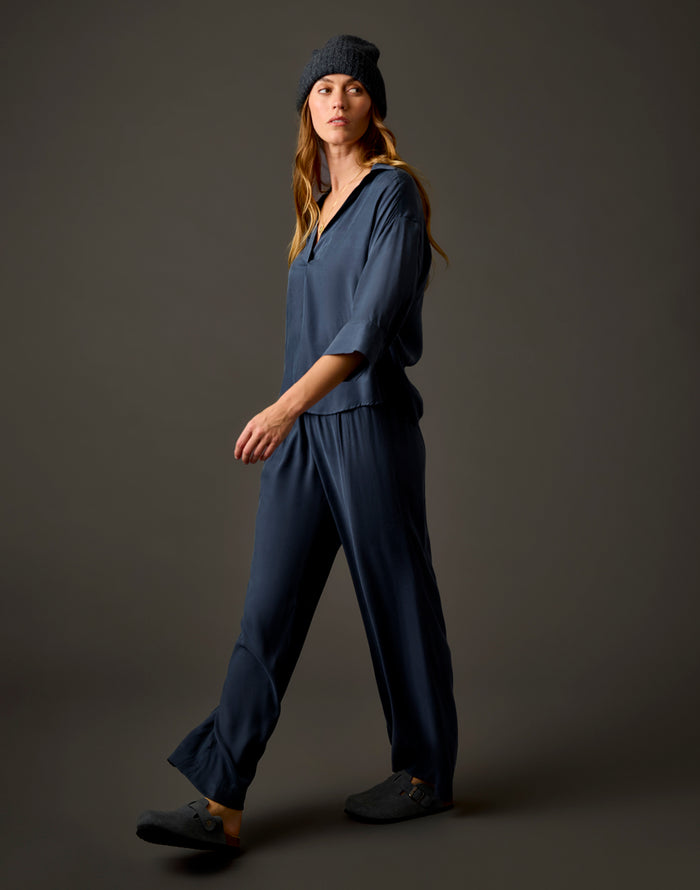 Nova Kindsilk Top: Washed Charcoal Blue