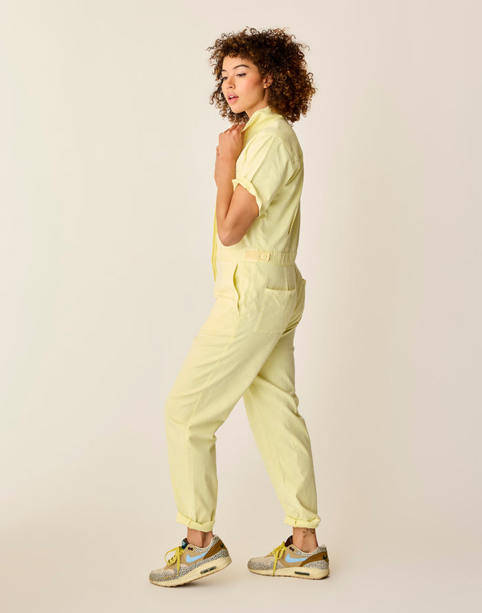 Nyla Twill Jumpsuit: Light Limeade - FINAL SALE