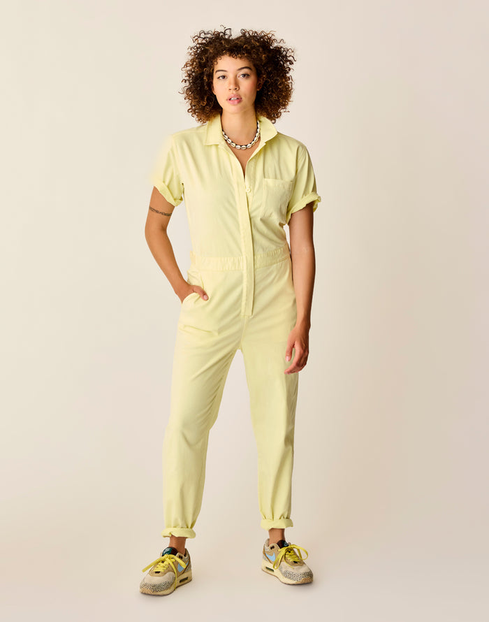 Nyla Twill Jumpsuit: Light Limeade - FINAL SALE