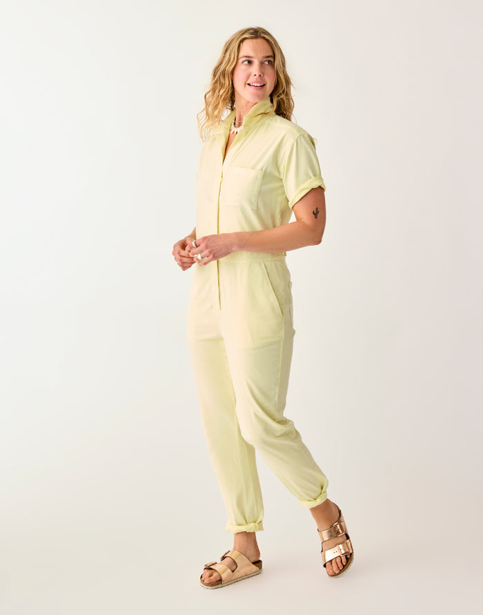 Nyla Twill Jumpsuit: Light Limeade - FINAL SALE
