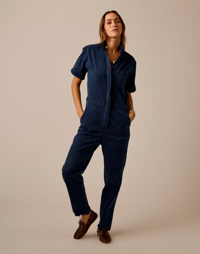 Nyla Twill Jumpsuit: Navy