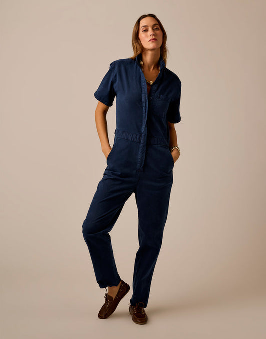 Nyla Twill Jumpsuit: Navy
