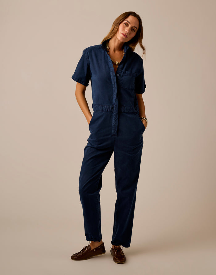 Nyla Twill Jumpsuit: Navy