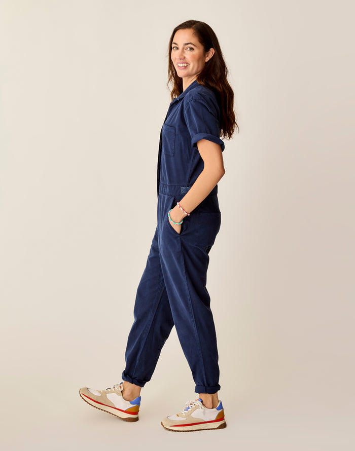 Nyla Twill Jumpsuit: Navy