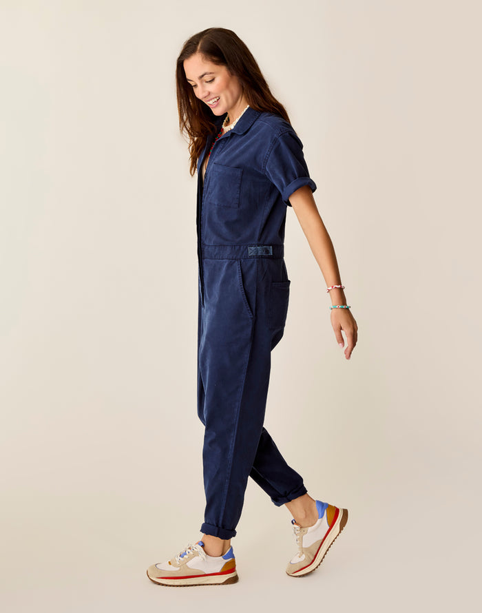 Nyla Twill Jumpsuit: Navy