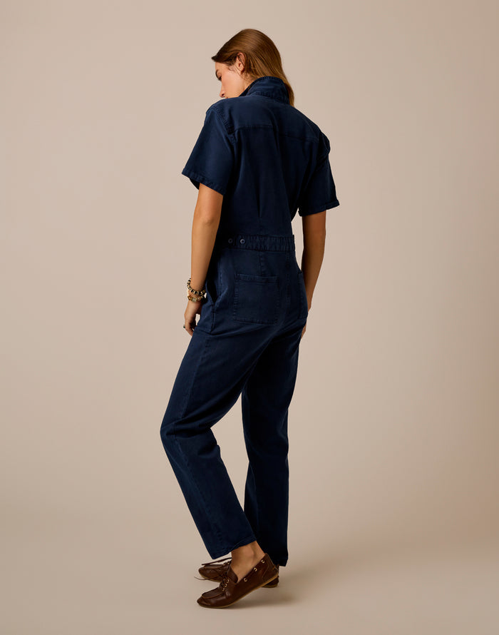 Nyla Twill Jumpsuit: Navy