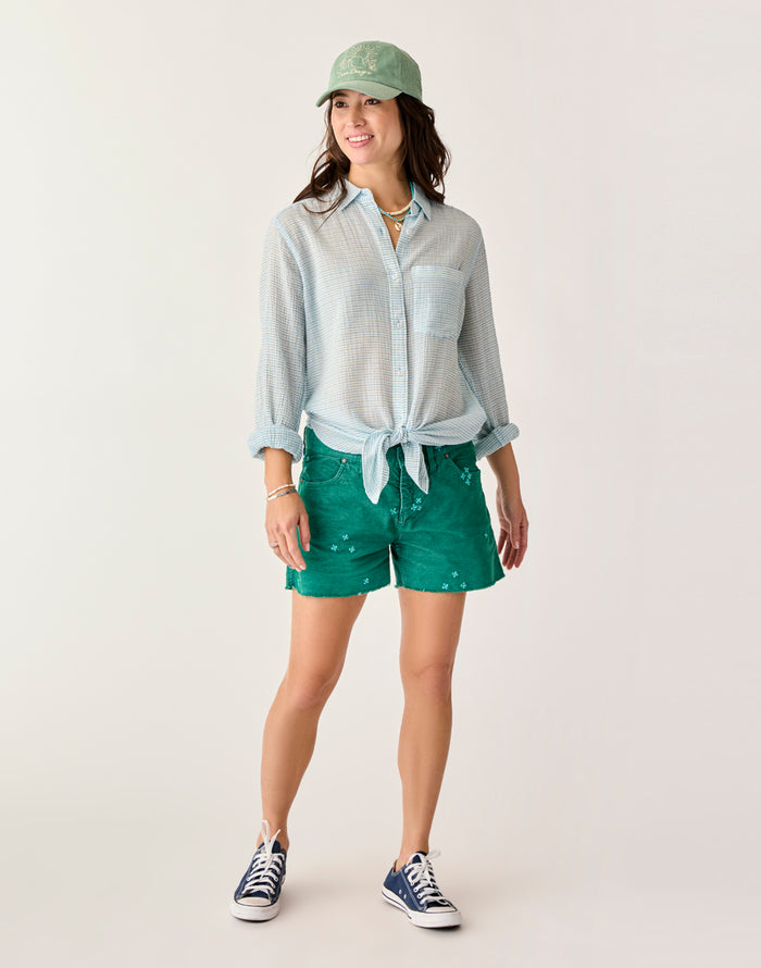 Oahu 4" Short: Jade Embroidery - FINAL SALE