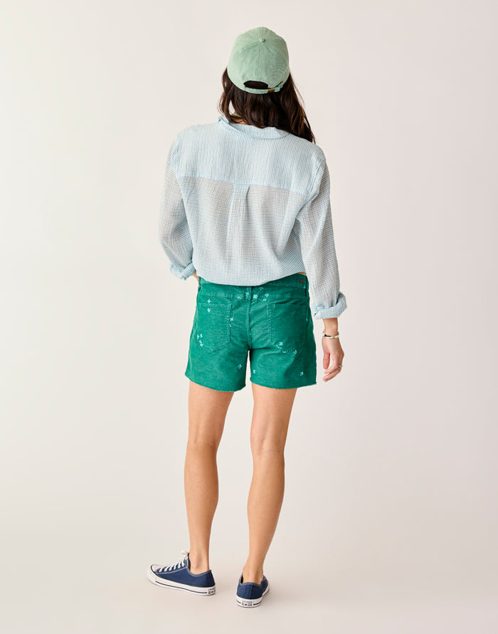 Oahu 4" Short: Jade Embroidery - FINAL SALE