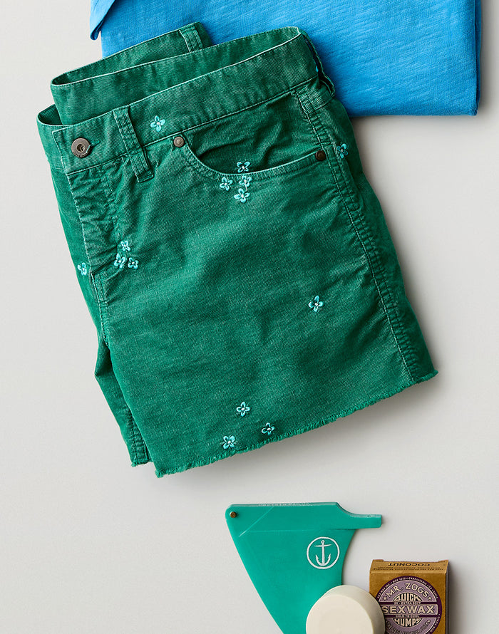 Oahu 4" Short: Jade Embroidery - FINAL SALE
