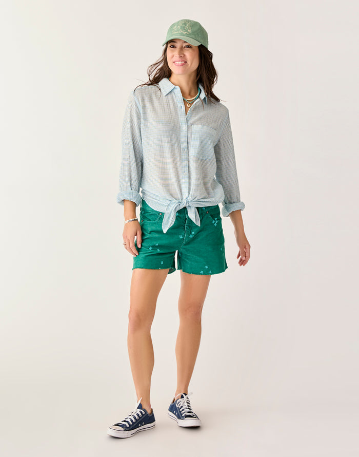 Oahu 4" Short: Jade Embroidery - FINAL SALE