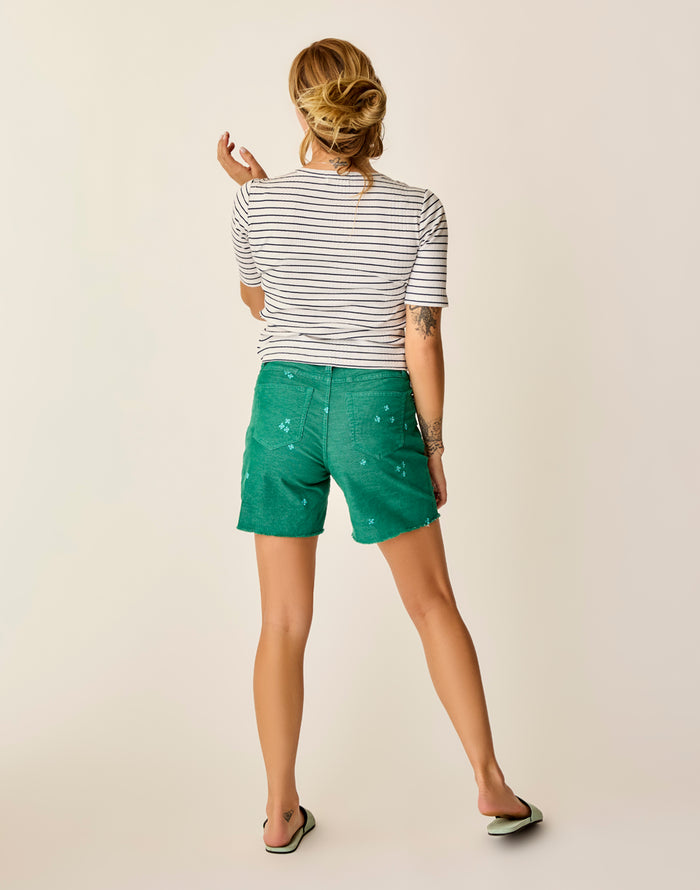 Oahu Hi Rise 6" Short: Jade Embroidery - FINAL SALE