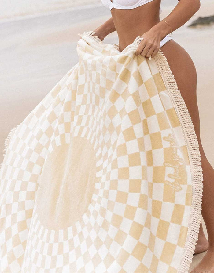 Oasis Round Towel: Cream & Beige