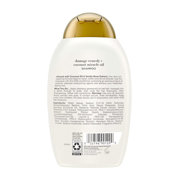 OGX Extra Strength Damage Remedy + Coconut Miracle Oil Shampoo 13 oz - 4 Pack